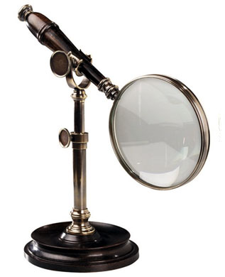 Bronze magnifying Glass on stand 