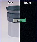 Glow-in-the-dark eyepiece labels